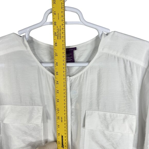 Beverly Drive NWT Women 2X Winter White Blouse Hidden Placket 3/4 Tab Sleeve Top - Picture 10 of 14